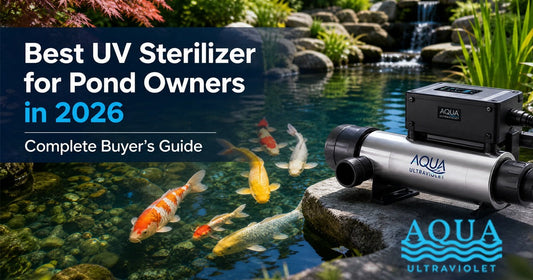 Professional UV water sterilizer for koi ponds - 2026 Buyer's Guide by Aqua Ultraviolet featuring high-performance filtration for crystal clear pond water.